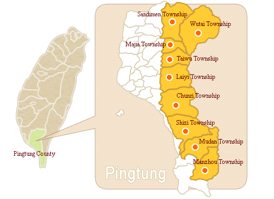Pingtung County map